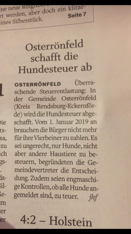 Osterrönfeld schafft die Hundesteuer ab
